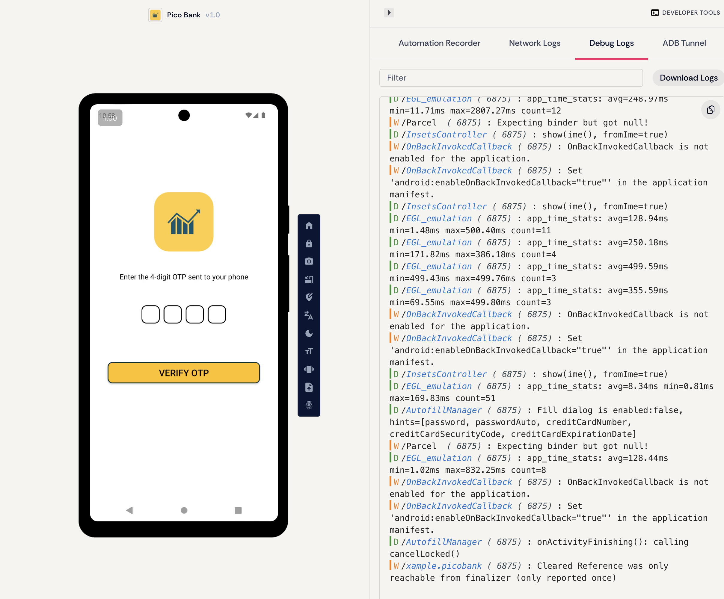 Besides username and password, you also need to find the OTP code