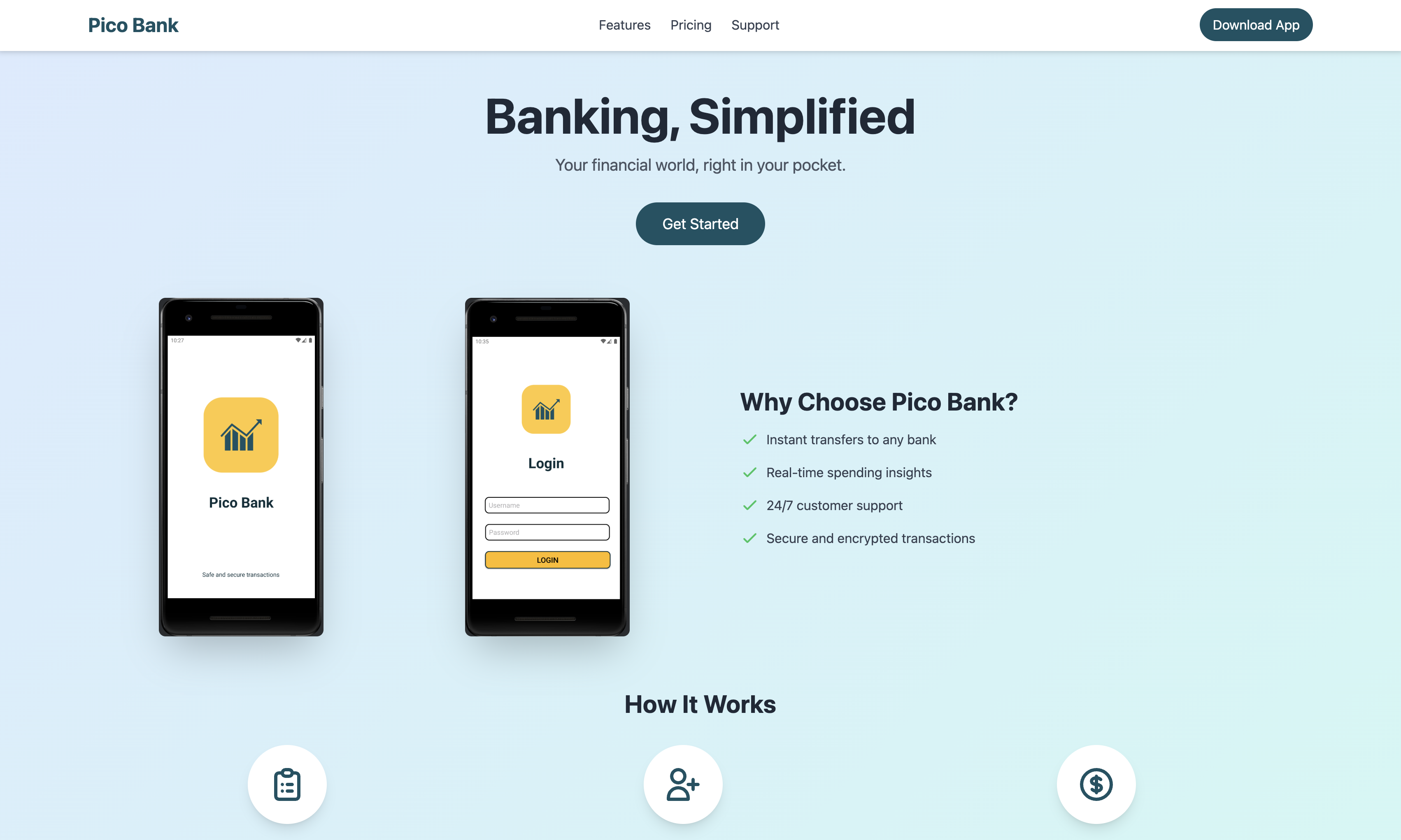 Pico Bank webpage